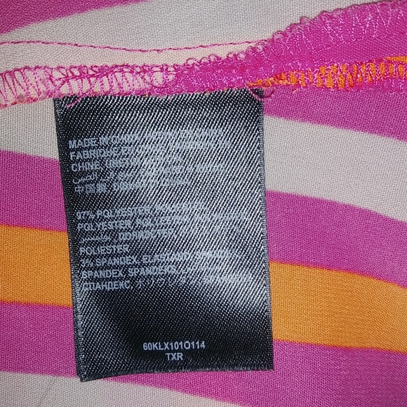 bebe S Summer Striped Long Sleeved Top Bright Orange Pink - Picture 3 of 8